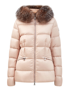 Приталенный пуховик с капюшоном и отделкой из меха лисы Moncler