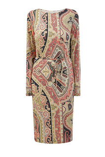 Шерстяное платье с принтом пейсли и поясом Etro