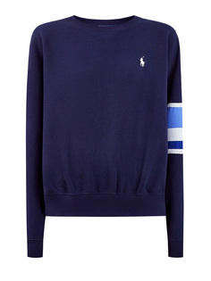 Свитшот из хлопка с контрастной вставкой и вышивкой Polo Ralph Lauren