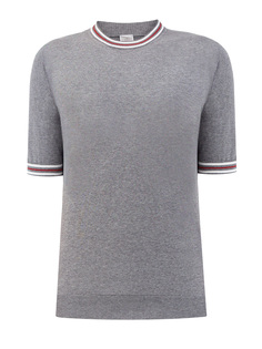 Футболка с эластичными кромками и декором в полоску Eleventy