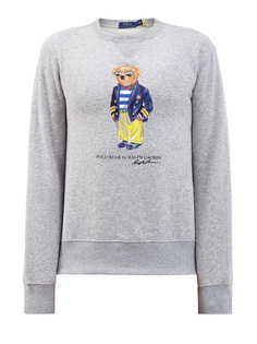 Свитшот из меланжевого хлопка с макро-аппликацией Polo Ralph Lauren