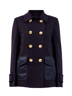Укороченное пальто-бушлат из шерстяного драпа с пуговицами VLogo Valentino