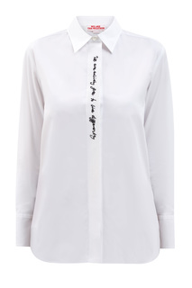 Хлопковая блуза с объемным декором в стиле леттеринг Stella Mc Cartney