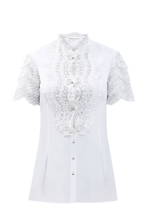 Блуза из хлопкового поплина с ажурным декором Ermanno Scervino