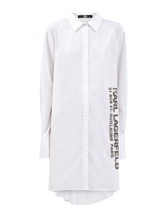 Удлиненная рубашка из поплина с декором на спинке Karl Lagerfeld