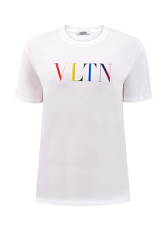 Хлопковая футболка с принтом VLTN Multicolor Valentino