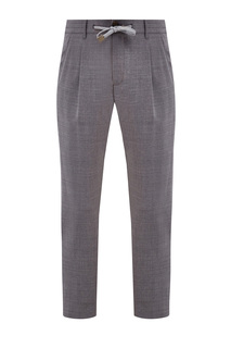 Шерстяные брюки с заложенными складками и эластичным поясом Eleventy