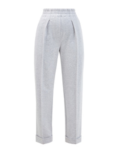 Брюки Tailored в стиле casual из меланжевого хлопка Brunello Cucinelli