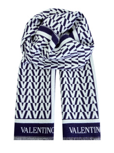 Теплый шарф из шерсти и кашемира с all-over принтом Valentino Garavani