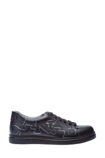 Кеды Black Edition из матовой кожи с принтом в стиле граффити Canali