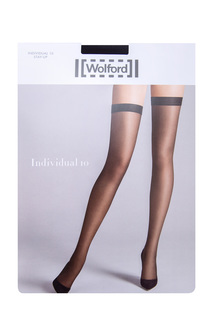 Чулки Individual 10 den черного цвета с лаконичной широкой резинкой Wolford