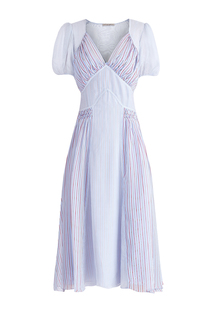 Платье-миди сложного кроя из двух видов шелка в полоску Ermanno Scervino