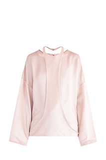 Oversize-блуза из металлизированной ткани ламе с воротом-халтером Valentino