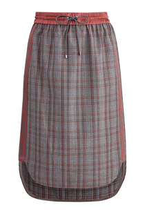 Шерстяная юбка с эластичным поясом и лампасами контрастного тона Brunello Cucinelli