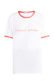 Футболка oversize-кроя с контрастной отделкой и вышивкой Ermanno Scervino