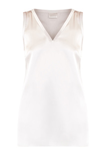 Шелковый атласный топ с глубоким V-образным вырезом Brunello Cucinelli