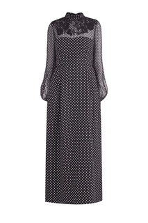 Приталенное платье в горох с корсетным лифом и рукавами из шелка Valentino
