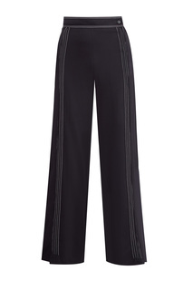 Черные брюки палаццо с фактурными стегаными деталями Valentino