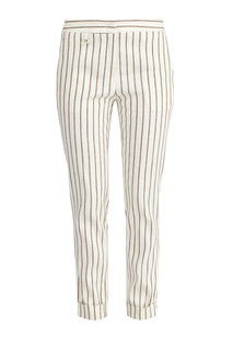 Узкие льняные брюки с принтом в полоску и отворотами Lorena Antoniazzi