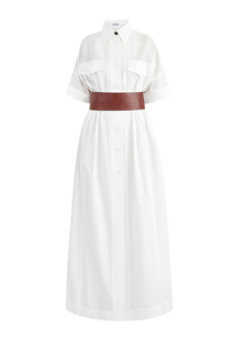 Платье-рубашка из воздушного поплина с корсетным поясом в стиле вестерн Brunello Cucinelli