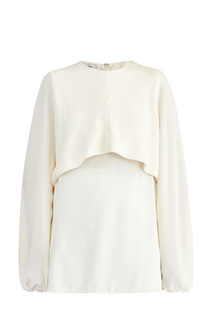 Шелковая блуза из жоржета с объемными рукавами и кейпом Valentino