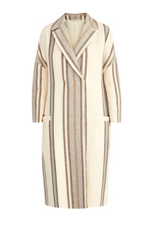 Пальто Blanket Stripe из кашемира и шелка Brunello Cucinelli