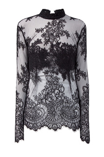 Кружевная блуза из вуали с вышивкой ручной работы Ermanno Scervino