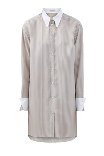 Шелковая рубашка-oversize с запонками из гематита Brunello Cucinelli