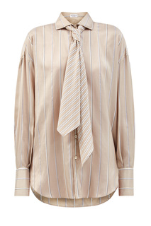 Шелковая блуза-oversize со съемной лентой на вороте Brunello Cucinelli