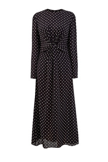 Шелковое платье-миди с длинными рукавами и контрастным принтом в горох Valentino