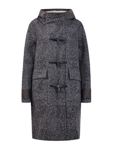 Пальто из фактурной шерсти с мелованным принтом в клетку Lorena Antoniazzi
