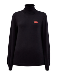 Свитер из теплой шерстяной пряжи с аппликацией Lips Redvalentino