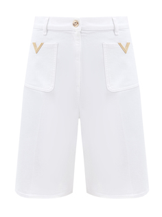 Шорты из эластичного хлопкового денима с отделкой VGOLD Valentino