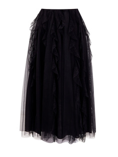 Многослойная юбка-плиссе с кружевным декором Valentino
