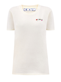 Футболка из тонкого хлопка с флористическим декором Off White