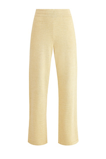 Широкие брюки из мерцающей пряжи с люрексом золотистого цвета Moncler