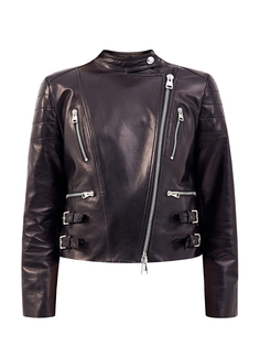Куртка-косуха в байкерском стиле из матовой кожи Ermanno Scervino