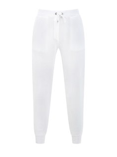 Белые брюки-джоггеры из мягкой хлопковой пряжи Brunello Cucinelli