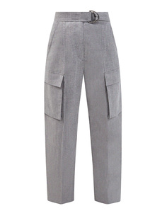 Завышенные брюки-карго из тонкой шерсти и льна Brunello Cucinelli