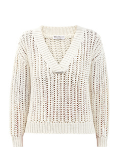 Джемпер в технике вязки Net-Effect из хлопка Soft Piuma Brunello Cucinelli
