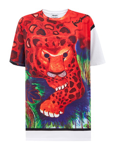 Футболка-oversize из органического хлопка с принтом Leopard Kenzo