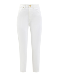 Белые джинсы-slim с фирменной нашивкой на поясе Lanvin