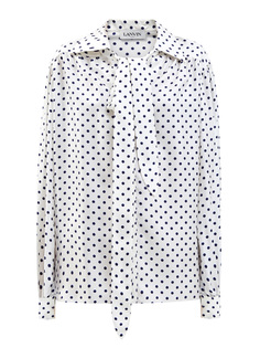 Шелковая блуза в винтажном стиле с принтом в горох Lanvin