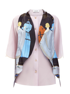 Блуза из струящегося шелка с воротом-платком Lanvin