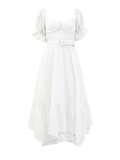 Белое платье из кружева broderie anglaise с объемными рукавами Charo Ruiz Ibiza
