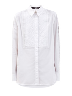 Рубашка из хлопкового поплина с отделкой-ришелье Karl Lagerfeld