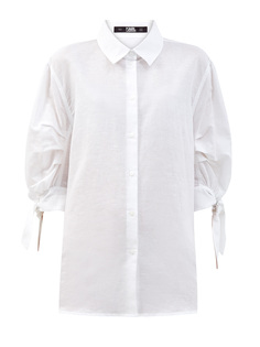 Рубашка из льняного муслина с манжетами на завязках Karl Lagerfeld