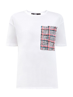 Хлопковая футболка с декоративным карманом из букле Karl Lagerfeld