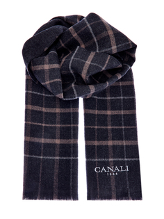 Шерстяной шарф с принтом в клетку и вышивкой Canali
