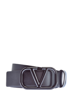 Двусторонний кожаный ремень с пряжкой VLOGO Valentino Garavani